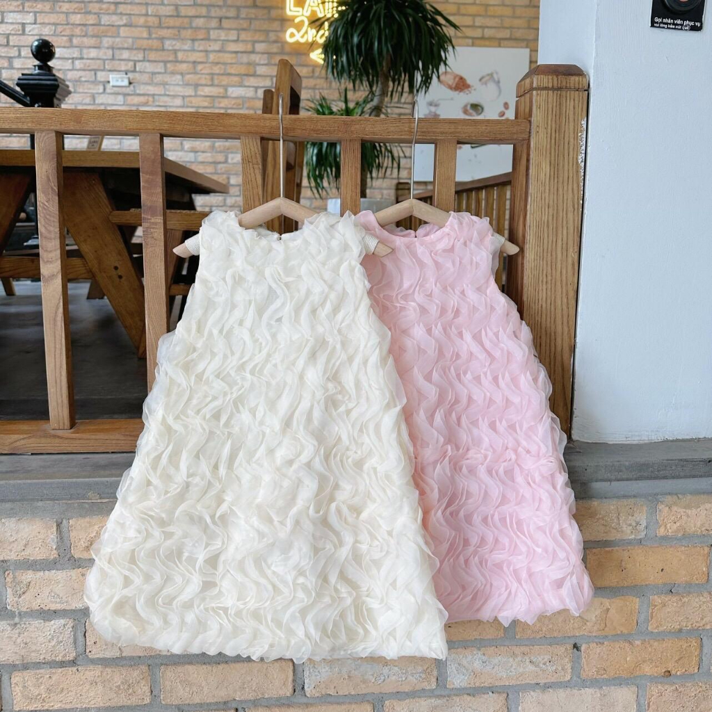 Váy dự tiệc kiểu dáng gợn sóng cho bé 12-35kg nhà mộc baby store v140