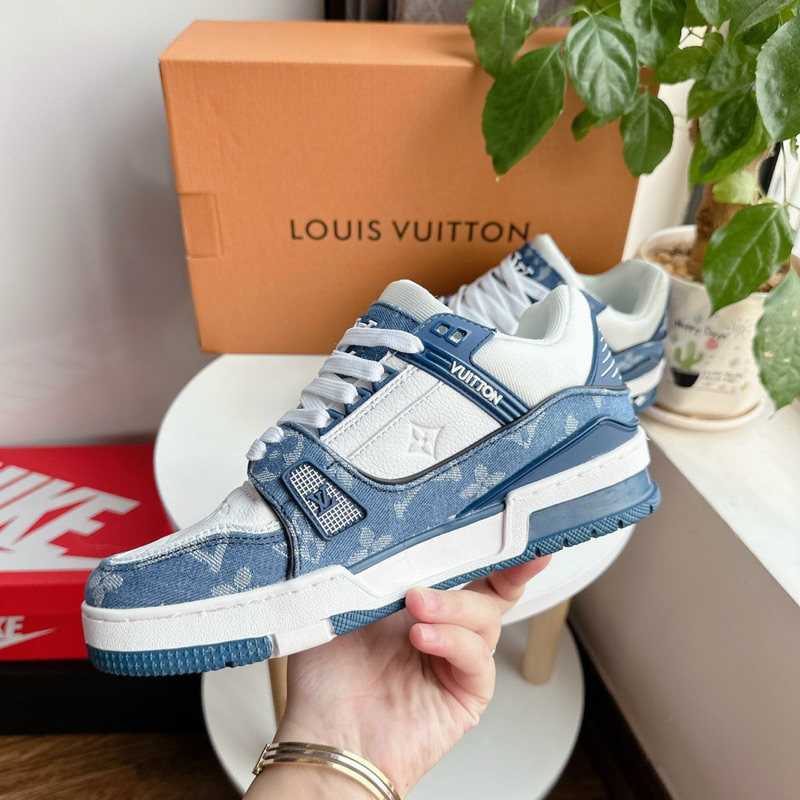 GIÀY LV XANH BÒ NAM NỮ, GIÀY SNEAKER LV XANH BÒ ĐỘN ĐẾ NAM NỮ