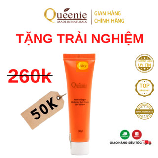 [Tặng dùng thử ] Kem chống nắng Hàn Quốc Queenie 20ml.Chống tia UV, dưỡng trắng da bổ sung Collagen. Face and full body