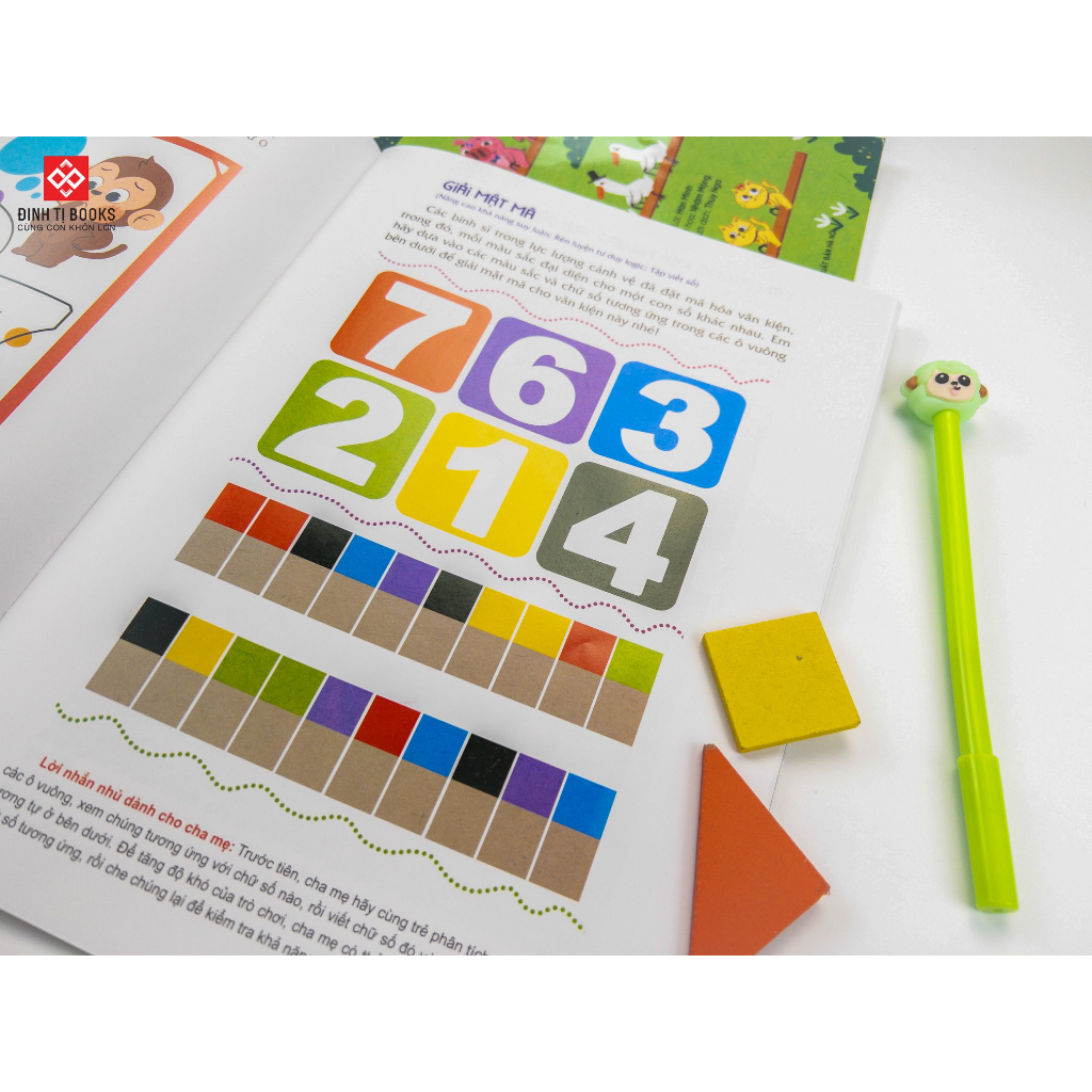 Sách - Trò chơi toán học rèn luyện IQ theo 4 cấp độ cho trẻ từ 3 - 9 tuổi - Giúp trẻ làm quen số đếm - Đinh Tị Books