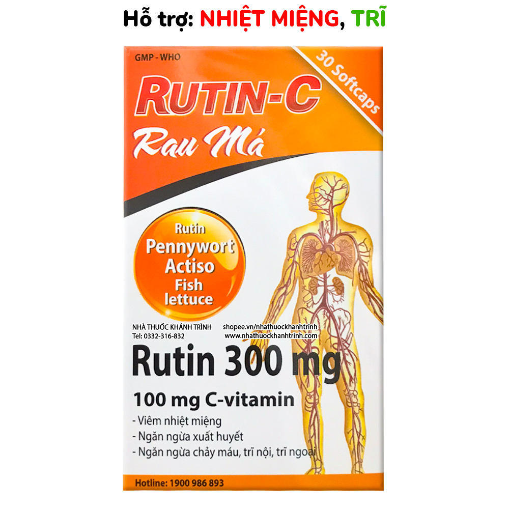 Rutin C Rau Má - mát gan giải độc, hộp 30 viên
