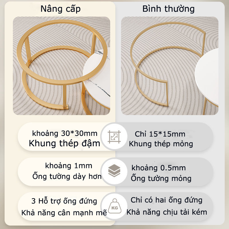 Bàn trà phòng khách gia đình dùng bàn tròn bên ghế sofa vài bên bàn