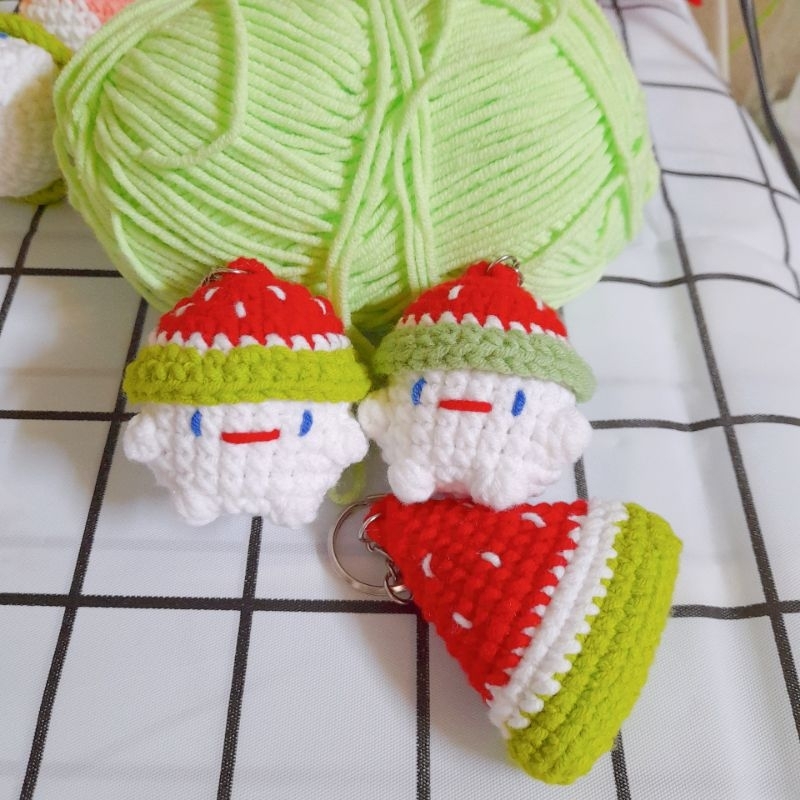 Móc khóa dưa hấu bằng len