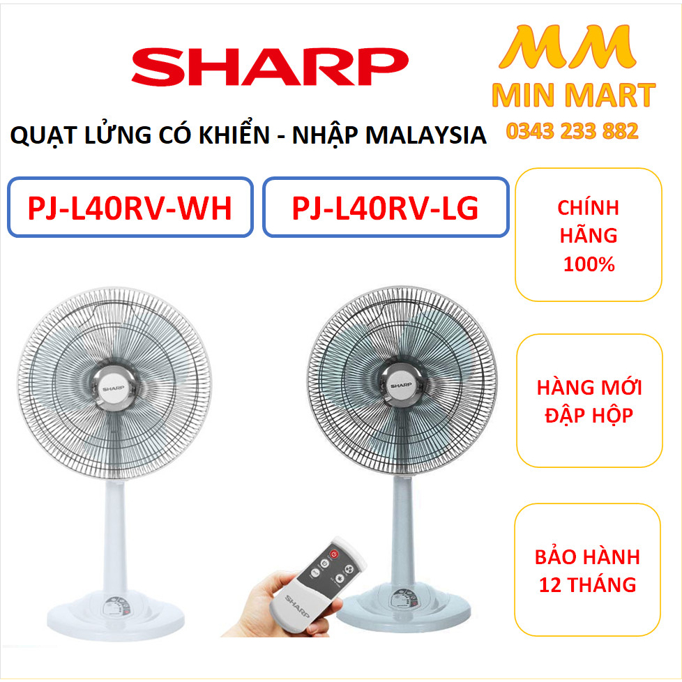 Quạt Lửng Sharp PJ-L40RV-LG & PJ-L40RV-WH Có Khiển - Nhập Malaysia: Cam Kết Chính Hãng, Hàng Mới 100%, Bảo Hành 12 Tháng