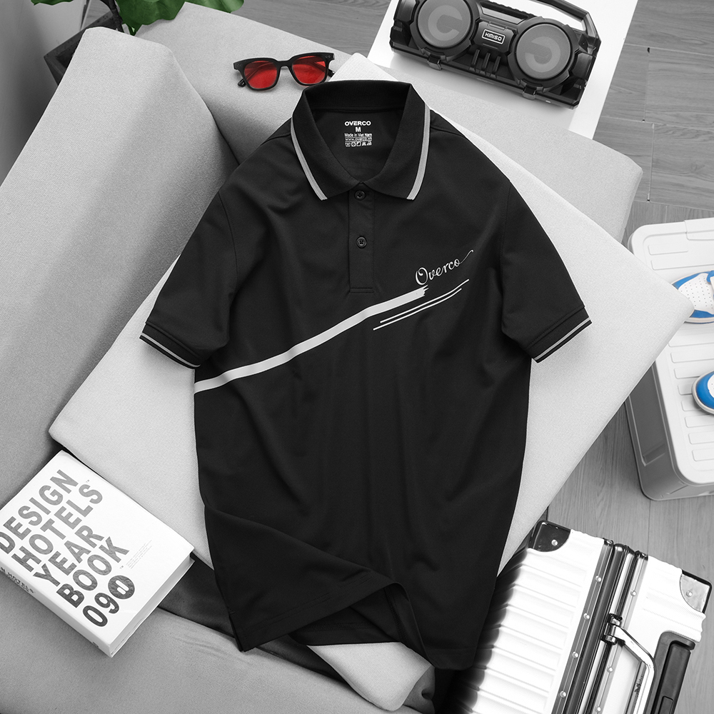 Áo Polo Nam COORDI OVERCO Chất Vải Cá Sấu Gai Mềm Mịn Thoáng Mát Không Xù Lông Họa Tiết Đợn Giản