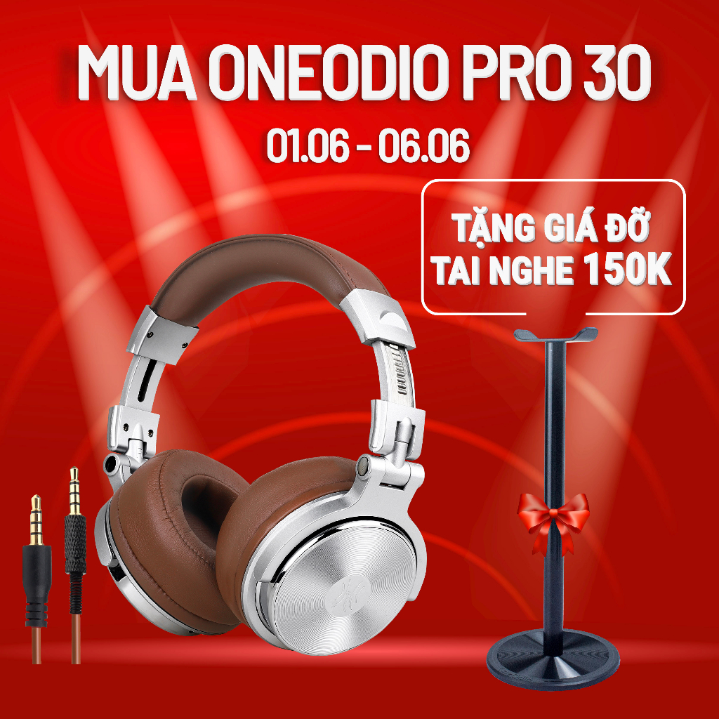 Tai Nghe Oneodio Studio Pro 30, Chuẩn Hi-Res Audio, Wired Silver