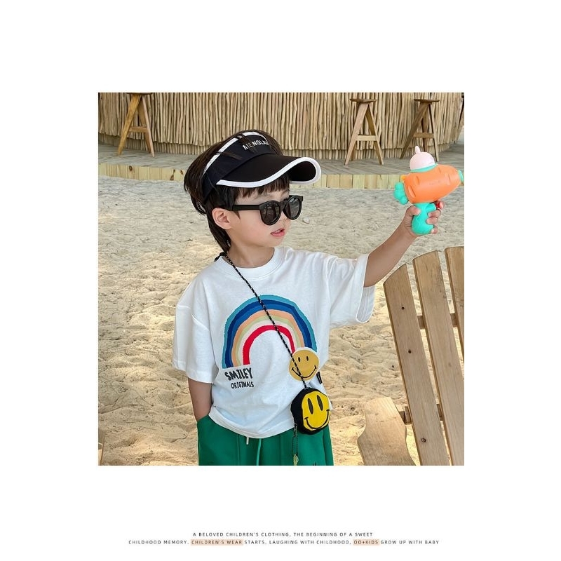 Phụ kiện thời trang Túi vải mini hình mặt cười đeo cổ, đeo chéo cho bé