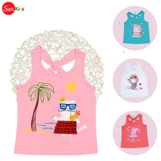 Áo thun bé gái, áo phông bé gái dáng ba lỗ, chất cotton, nhiều màu, size 1-5 - SUNKIDS