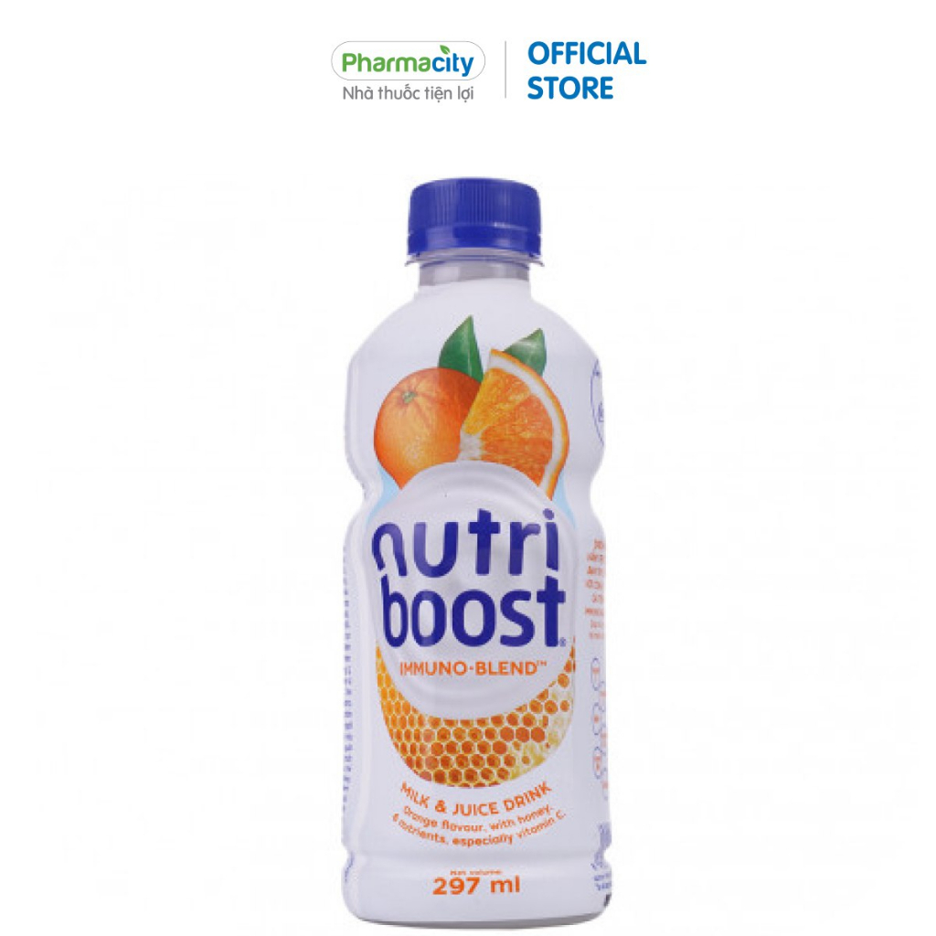 Nước uống sữa trái cây Nutriboost hương cam chai 297ml