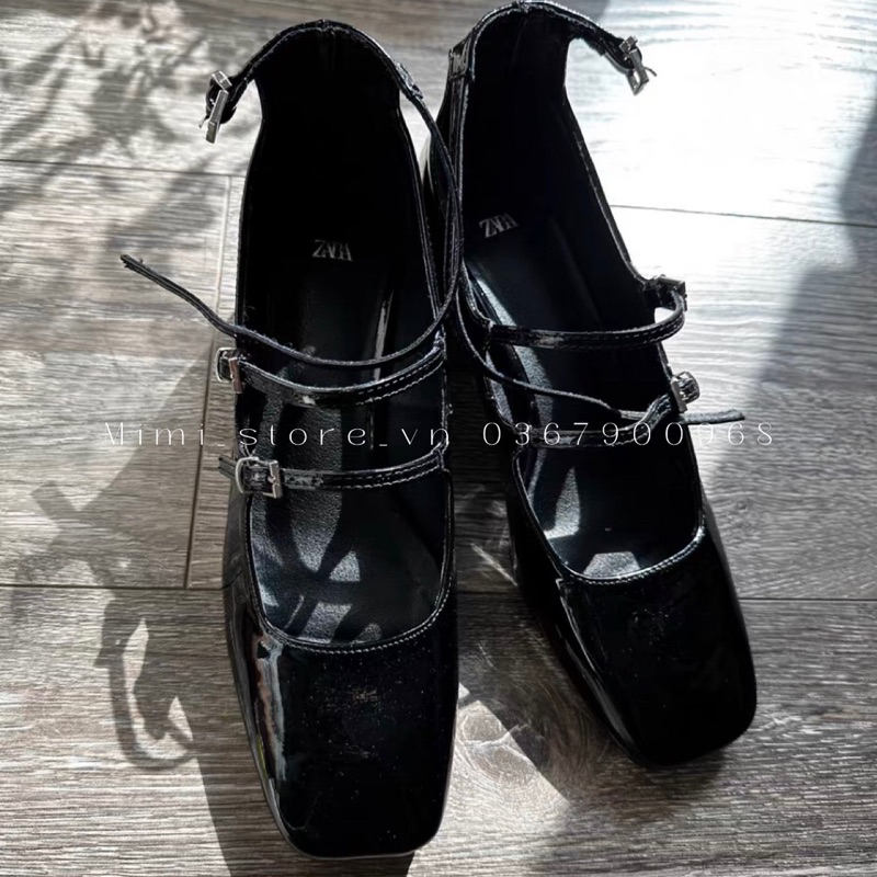 Giày trơn da bóng 3 quai xuất ZR full box MS-