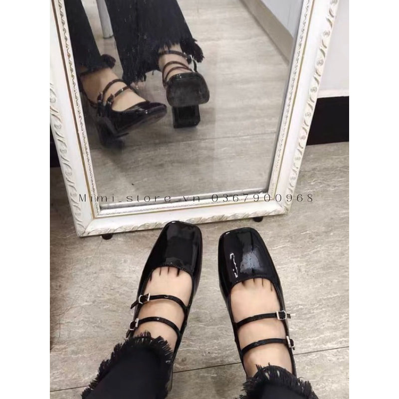 Giày trơn da bóng 3 quai xuất ZR full box MS-