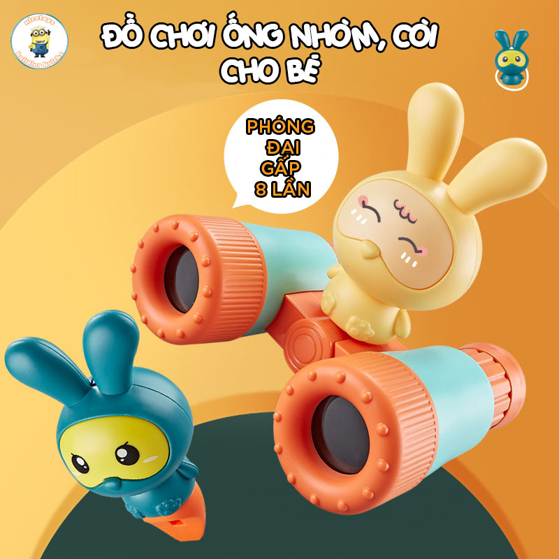 Bộ Đồ Chơi Ngoài Trời Cho Bé 2in1 Ống Nhòm Hình Bé Thỏ Mini Dễ Thương Kèm Còi Vang Hỗ Trợ Bé Nhìn Xa Gấp 8 Lần