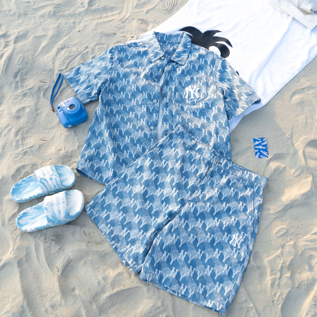 SET ĐỒ DENIM M.L.B CUBE MONOGRAM NY PRINTED