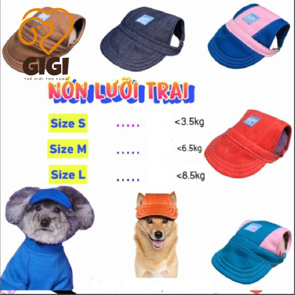 Mũ nón vải lưỡi trai cho chó mèo dễ thương cute che nắng đội đầu phụ kiện thú cưng giá rẻ - GiGi Pet Shop