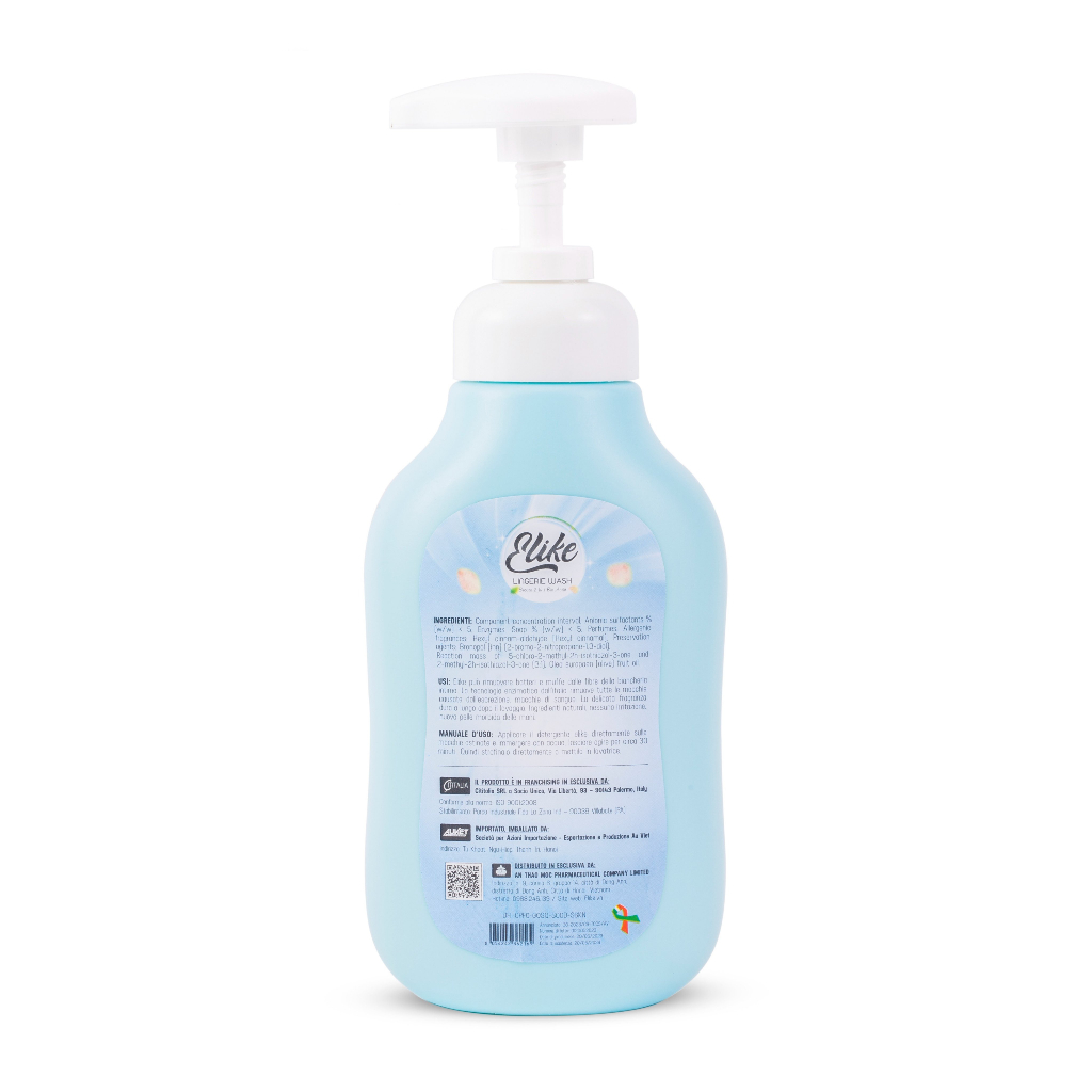 Nước giặt đồ lót Elike công nghệ enzym từ Ý chai 300ml kháng khuẩn ngăn ngừa viêm nhiễm mềm mại da tay