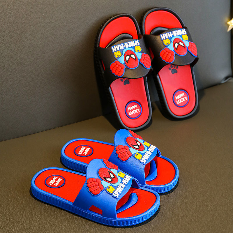 Dép siêu nhân bé trai hình spiderman quai ngang êm nhẹ đi trong nhà đi biển mùa hè cho trẻ em 3 - 8 tuổi