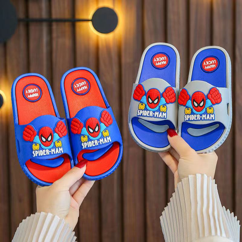 Dép siêu nhân bé trai hình spiderman quai ngang êm nhẹ đi trong nhà đi biển mùa hè cho trẻ em 3 - 8 tuổi