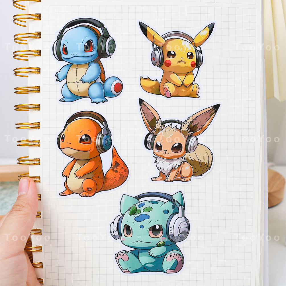 Set 5 sticker Pokemon đeo headphone dễ thương cute TooYoo BK00057