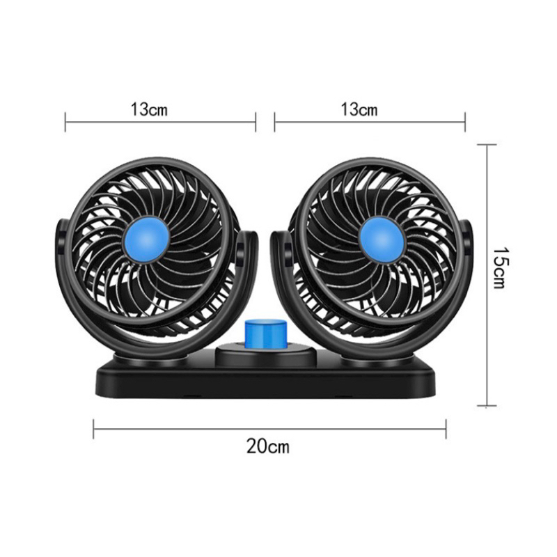 Quạt đôi mini xoay 360 độ hai đầu xe ô tô