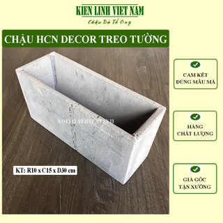 Chậu treo tường giếng trời trồng cây bằng đá ong xám tự nhiên KT R10xC15xD30cm