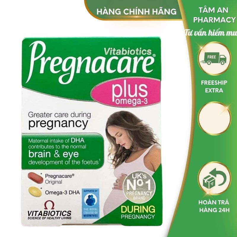 Vitamin bà bầu Pregnacare Plus Omega-3 hộp 56 viên của Anh - Giúp mẹ khỏe, bé phát triển toàn diện- Nhà Thuốc Tâm An