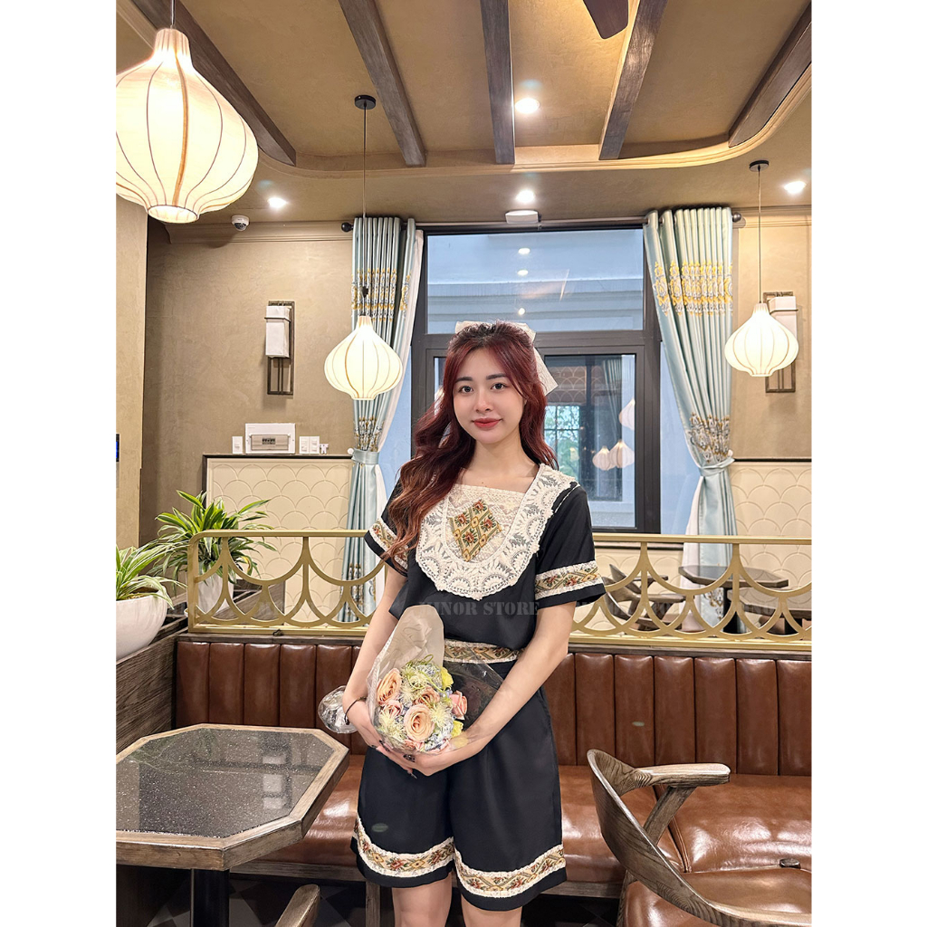 QUẦN SHORT ĐEN 2 TÚI VIỀN THỔ CẨM [MINOR TESSA]