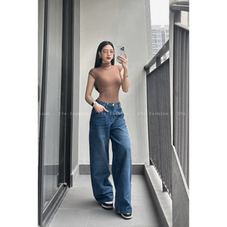 Quần Jeans Trơn Dáng Xuông Basic