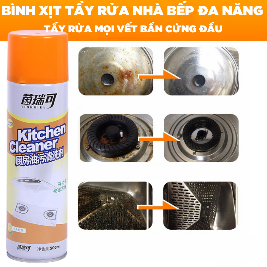 Bình xịt tẩy rửa nhà bếp siêu sạch Kitchen cleaner, tẩy rửa các loại cặn bẩn, dầu mỡ - Huy Tưởng Trading