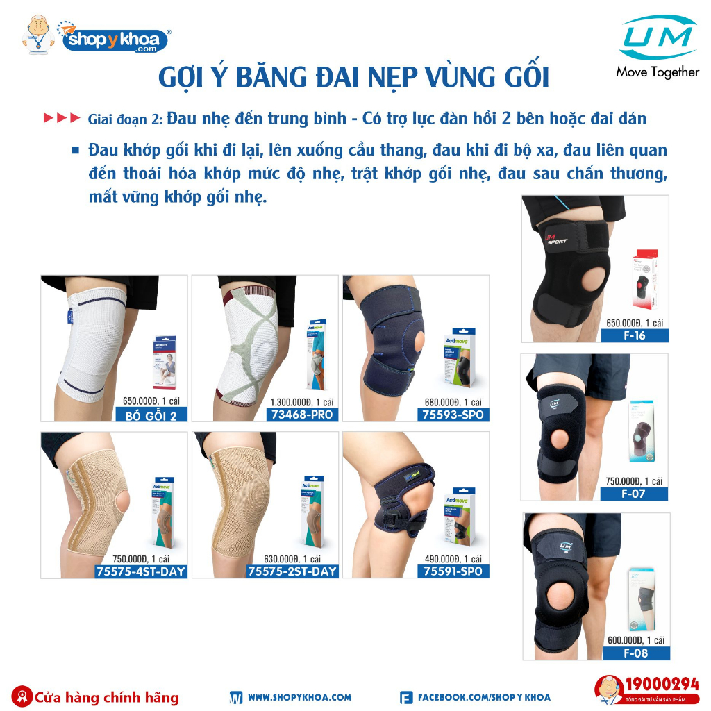 Bó Gối Đai Dán Có Nẹp Neoprene - Compact UM F16 [United Medicare] [1 Cái]. Tiêu Chuẩn Châu Âu