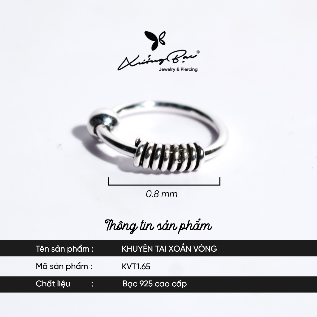 Khuyên tai vòng bạc thái nam nữ họa tiết thái xoắn Xưởng Bạc, Khuyên vòng xinh xắn unisex