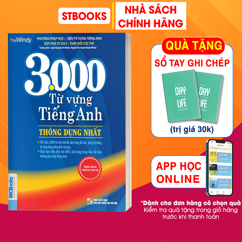 Sách 3000 Từ Vựng Tiếng Anh Thông Dụng Nhất Dành Cho Người Học Cơ Bản Từ Điển Bỏ Túi Học Kèm App Online