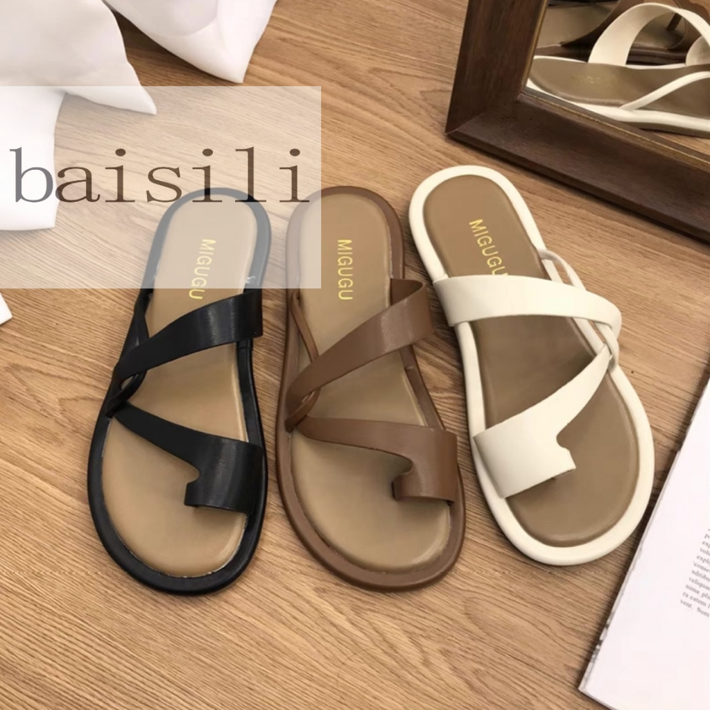 DÉP NỮ BAISILI - DÉP THỜI TRANG PHONG CÁCH NỮ TÍNH QUAI XOẮN BÊN XỎ NGÓN ĐẾ THẤP BD230529