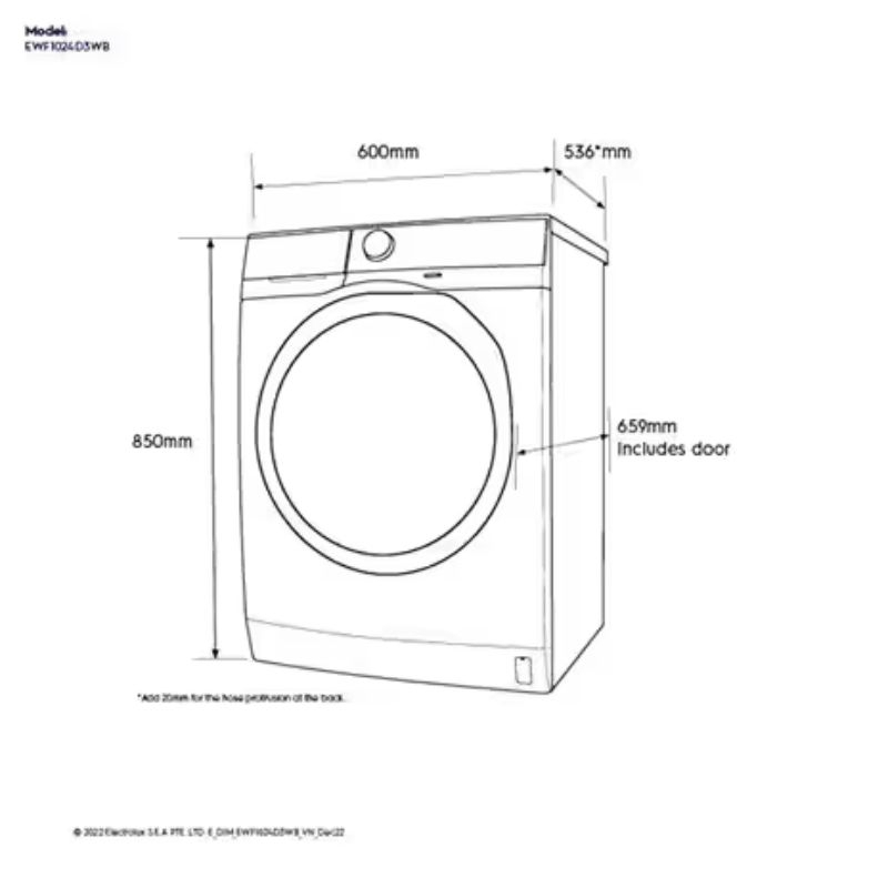 Máy giặt cửa ngang Electrolux EWF1024D3WB