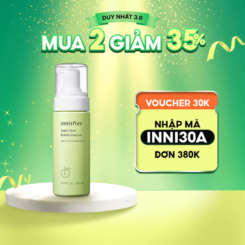 Sữa rửa mặt làm sạch dạng bọt innisfree Apple Seed Bubble Cleanser 150ml