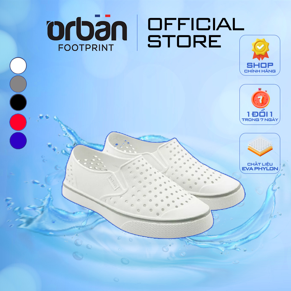 Giày Slipon Lỗ Urban Footpritn EVA Fylon (D2201 AD8) Trắng Lé Ghi