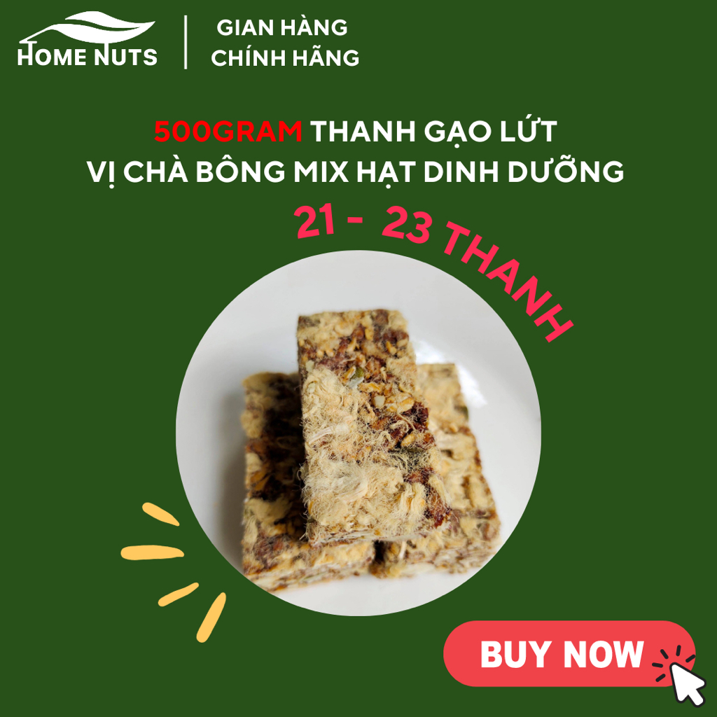 Thanh gạo lứt chà bông, ngũ cốc, thanh cơm gạo lứt, ăn kiêng, giảm cân hạt dinh dưỡng Home Nuts