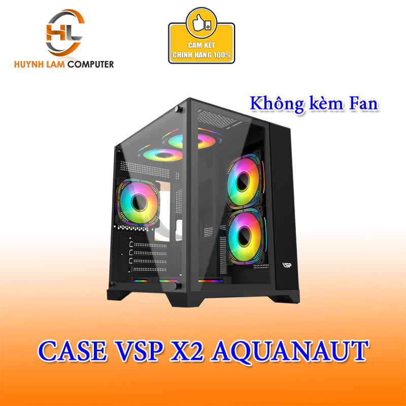 Vỏ máy tính Case VSP X2 Aquanaut  không Fan Kính cường lực 2 mặt