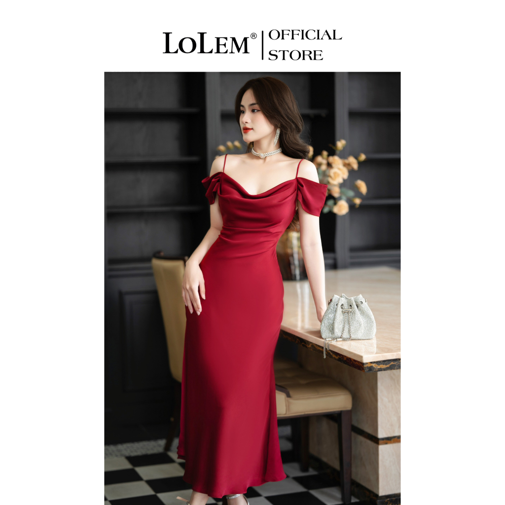 Đầm 2 dây LOLEM DX419 form đuôi cá sexy chất lụa cao cấp