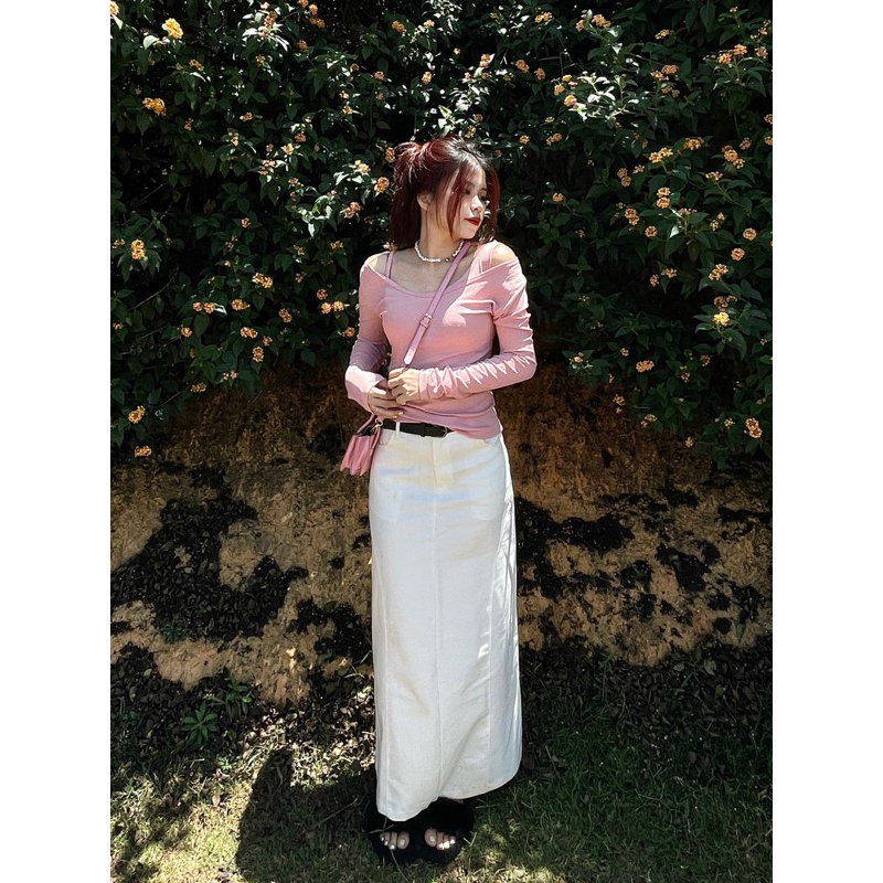 LONG SKIRT - Chân váy kaki dáng dài xẻ tà sau HeibyHer