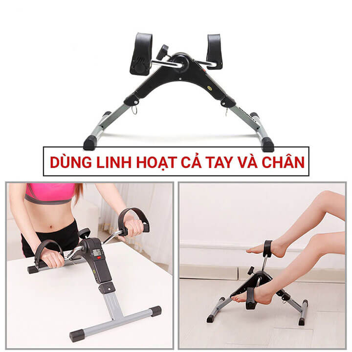 Xe đạp thể thao gấp gọn tập thể dục tại nhà có đồng hồ đếm số điện tử, xe đạp tập thể dục mini tại nhà