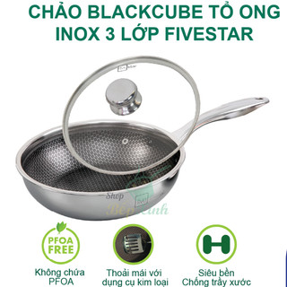 Chảo chống dính BlackCube Fivestar 16, 20, 22, 24, 26, 28 cm - Chảo sâu chống trầy tổ ong Black Cube dùng được bếp từ