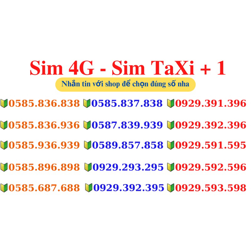 Sim Số Đẹp 4G Taxi +1 Giá Rẻ - Sóng Mạnh Tốc Độ Cao - Gọi Nội Mạng Miễn Phí