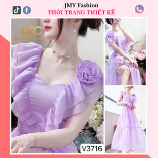 V3716 Váy đầm voan tím cổ tim maxi đi biển tươi sáng [Dolce Viva Colection (DVC)] Váy voan tím xẻ hông nữ tính