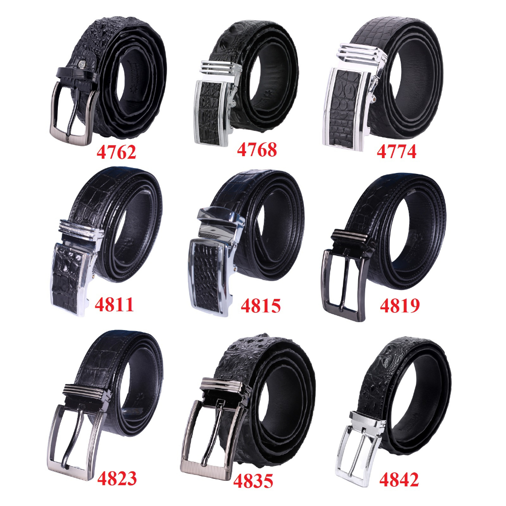 Dây nịt nam da cá sấu nhiều loại màu đen HP4762-68-74-4811-15-19-23-35-42