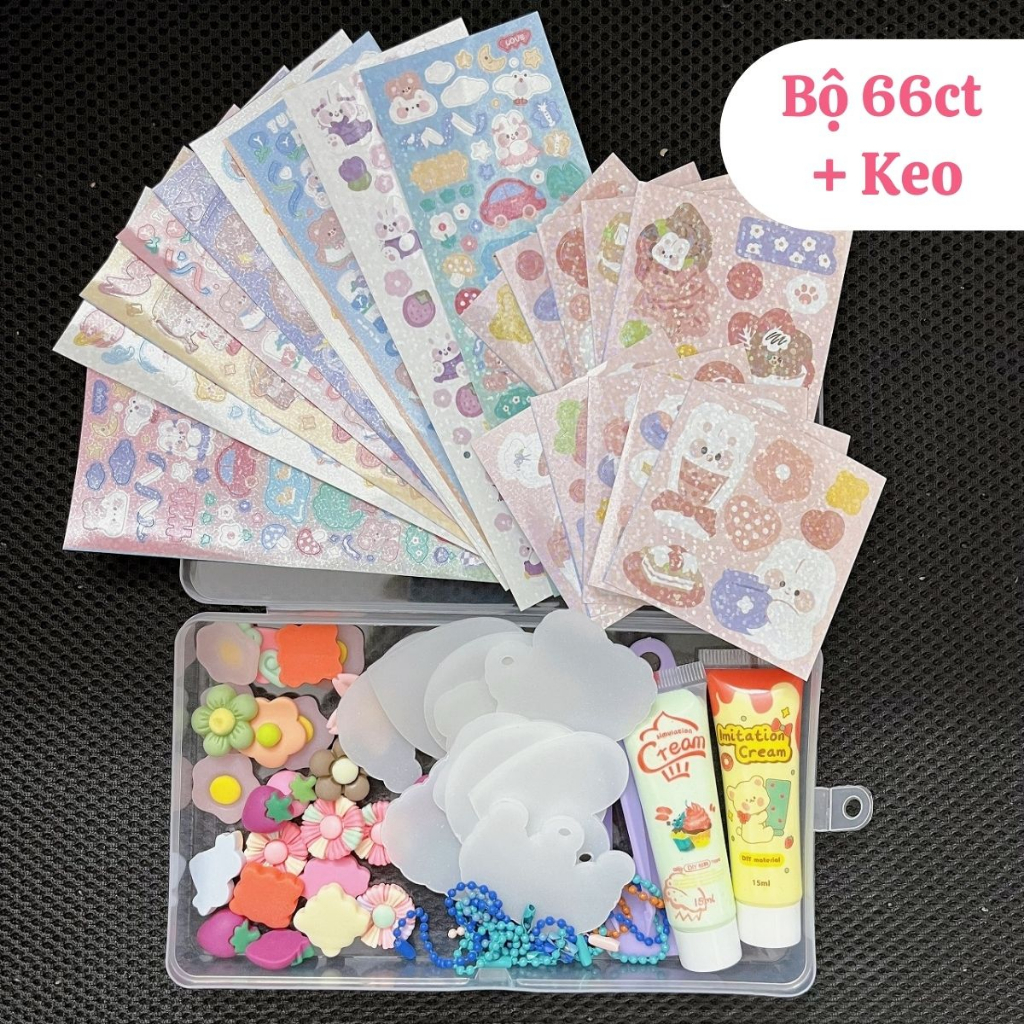 Bộ dụng cụ tự làm móc khóa bộ thẻ goo kem keo đồ chơi trang trí móc chìa khóa, ốp điện thoại, phụ kiện Mô Mô Home