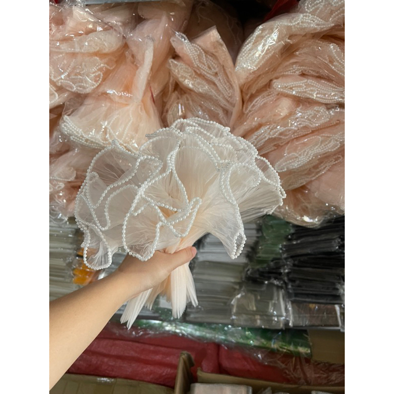 voan  ngọc trang trí bó  hoa