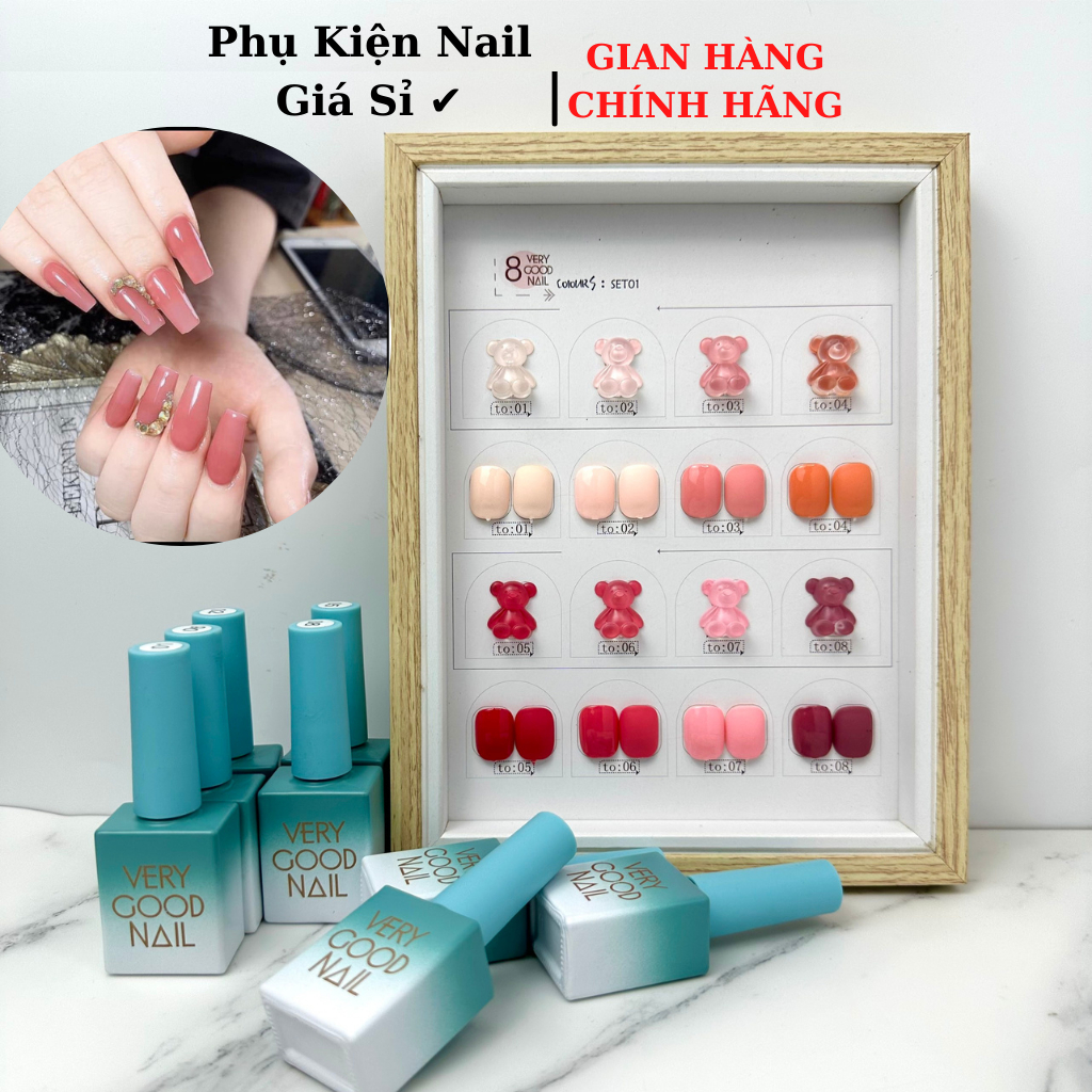 sơn gel sét 8 màu tông hồng tặng kèm bảng