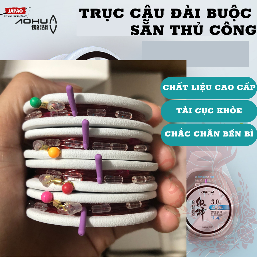 Dây trục câu đài săn hàng chính hãng AOHU buộc sẵn Japao trục câu đài săn hàng cước tàng hình cao cấp 3m9 4m5 5m4 6m3