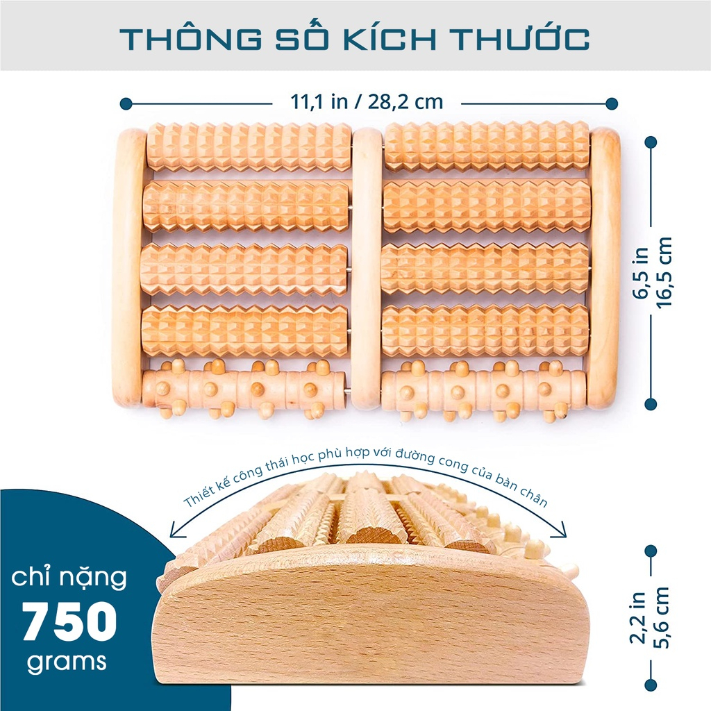 Bàn Lăn Chân Gỗ Massage Bấm Huyệt Lưu Thông Khí Huyết_BLG