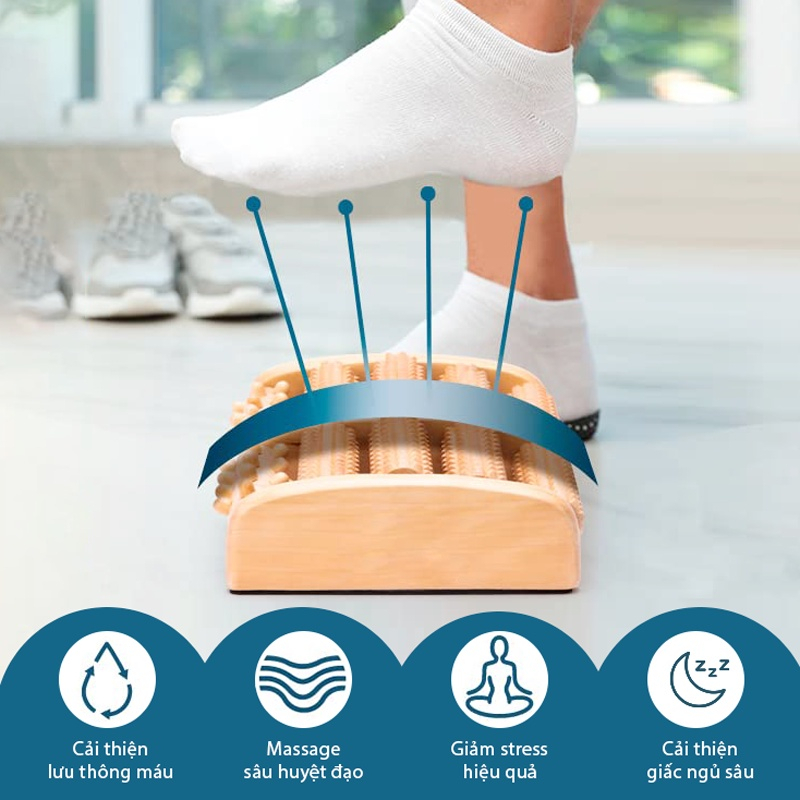 Bàn Lăn Chân Gỗ Massage Bấm Huyệt Lưu Thông Khí Huyết_BLG